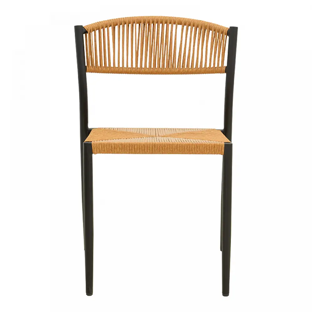 Καρέκλα Cura pakoworld στοιβαζόμενη αλουμίνιο σε μαύρη -pe rattan σε φυσική απόχρωση 53x59x78εκ