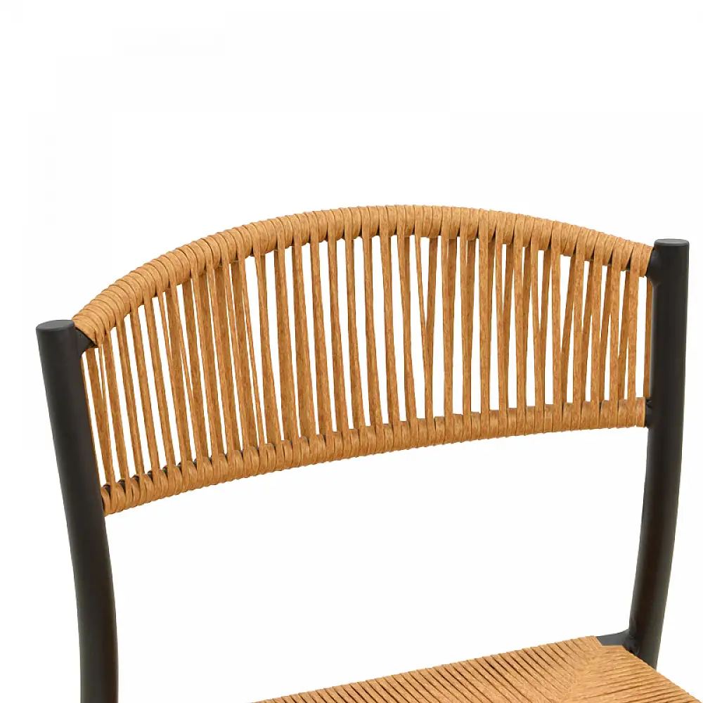 Καρέκλα Cura pakoworld στοιβαζόμενη αλουμίνιο σε μαύρη -pe rattan σε φυσική απόχρωση 53x59x78εκ