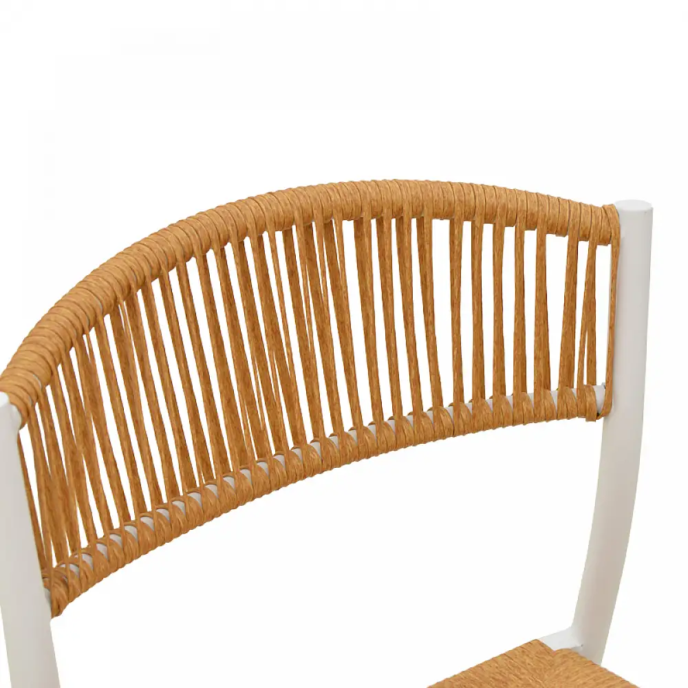 Καρέκλα Cura pakoworld στοιβαζόμενη αλουμίνιο σε λευκή -pe rattan σε φυσική απόχρωση 53x59x78εκ