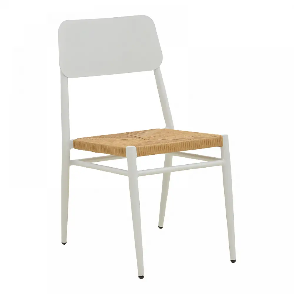 Καρέκλα Giardino pakoworld στοιβαζόμενη αλουμίνιο σε λευκή -pe rattan σε φυσική απόχρωση 45x56x82εκ