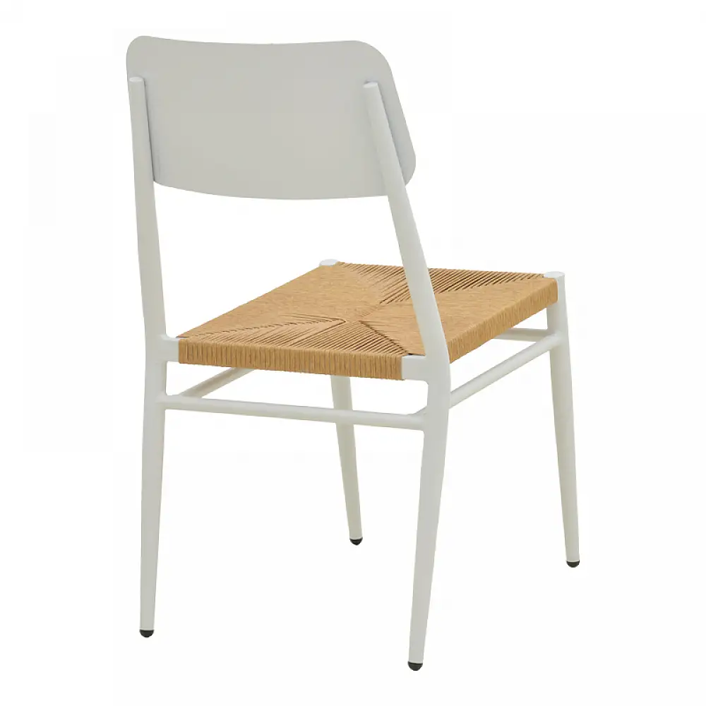 Καρέκλα Giardino pakoworld στοιβαζόμενη αλουμίνιο σε λευκή -pe rattan σε φυσική απόχρωση 45x56x82εκ