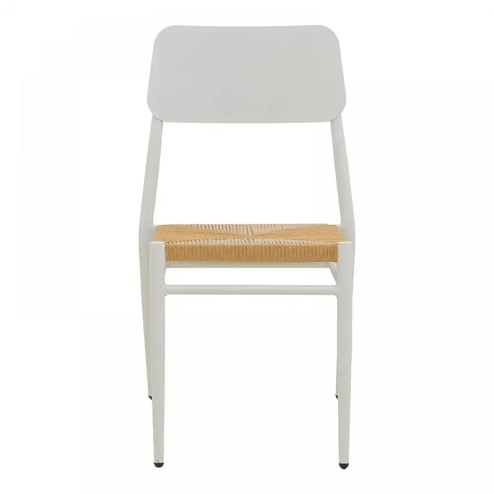 Καρέκλα Giardino pakoworld στοιβαζόμενη αλουμίνιο σε λευκή -pe rattan σε φυσική απόχρωση 45x56x82εκ