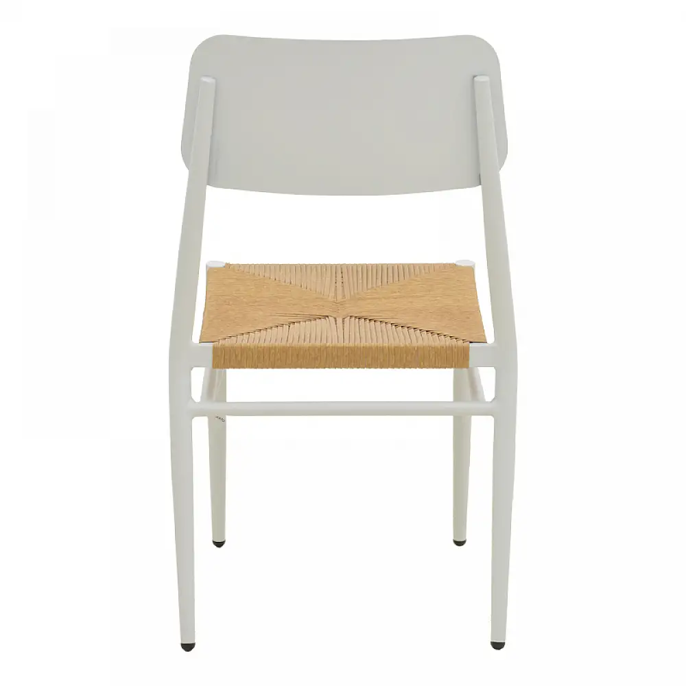 Καρέκλα Giardino pakoworld στοιβαζόμενη αλουμίνιο σε λευκή -pe rattan σε φυσική απόχρωση 45x56x82εκ