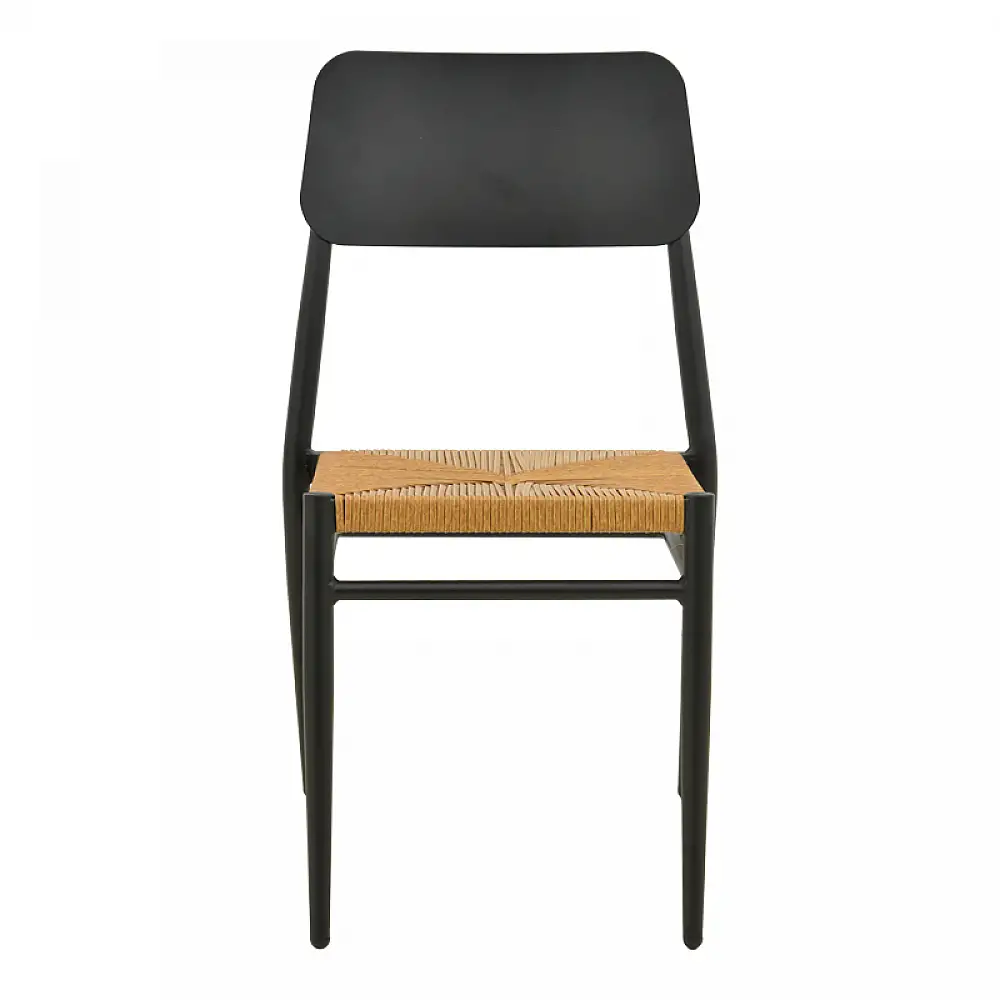 Καρέκλα Giardino pakoworld στοιβαζόμενη αλουμίνιο σε μαύρη -pe rattan σε φυσική απόχρωση 45x56x82εκ
