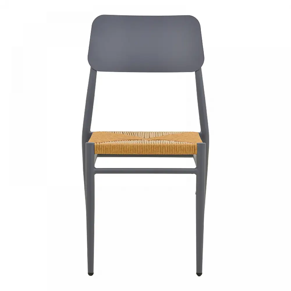 Καρέκλα Giardino pakoworld στοιβαζόμενη αλουμίνιο σε ανθρακί -pe rattan σε φυσική απόχρωση 45x56x82εκ