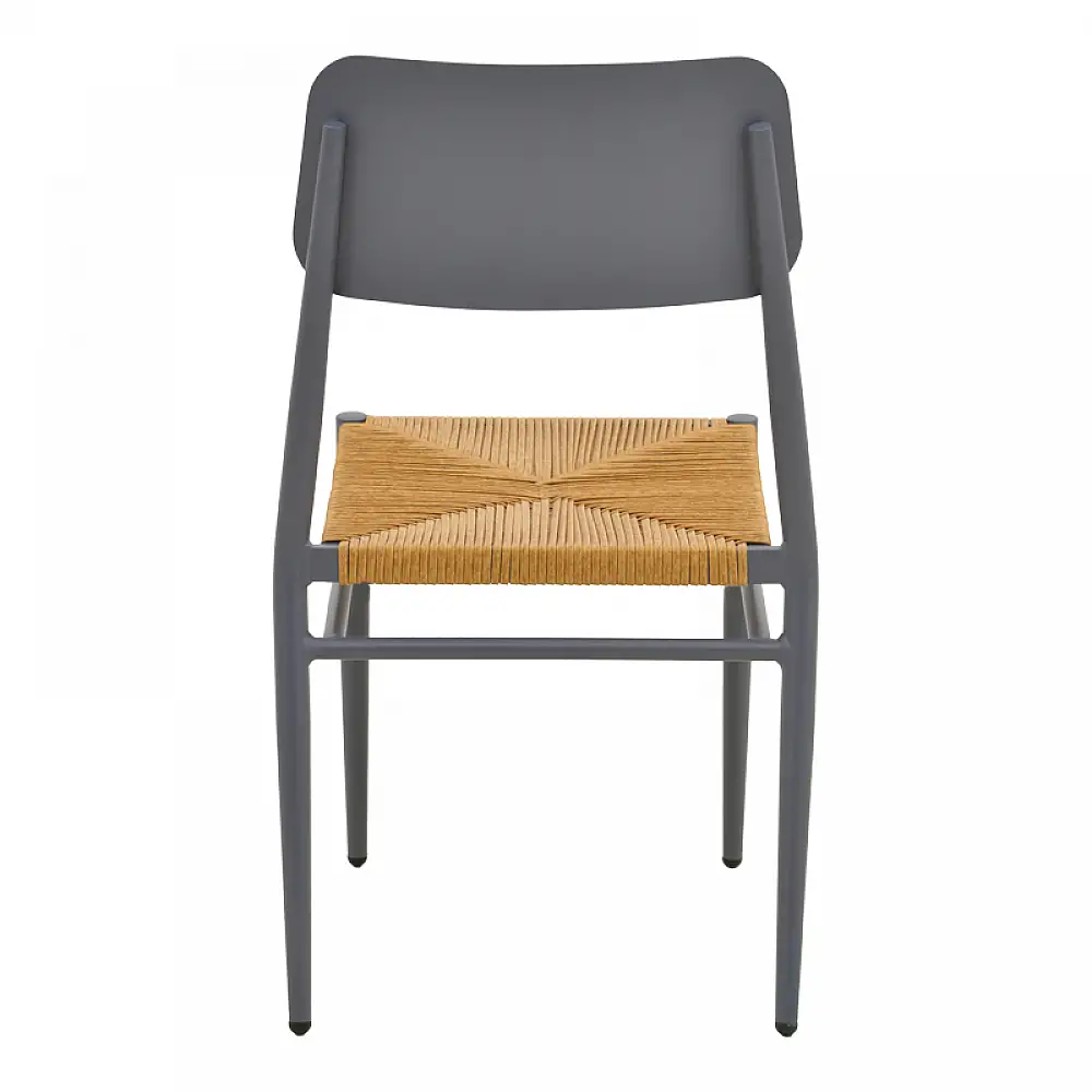 Καρέκλα Giardino pakoworld στοιβαζόμενη αλουμίνιο σε ανθρακί -pe rattan σε φυσική απόχρωση 45x56x82εκ