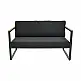 Καναπές διθέσιος Aurelio pakoworld μαύρο μέταλλο με μαύρα μαξιλάρια 130x74x63εκ
