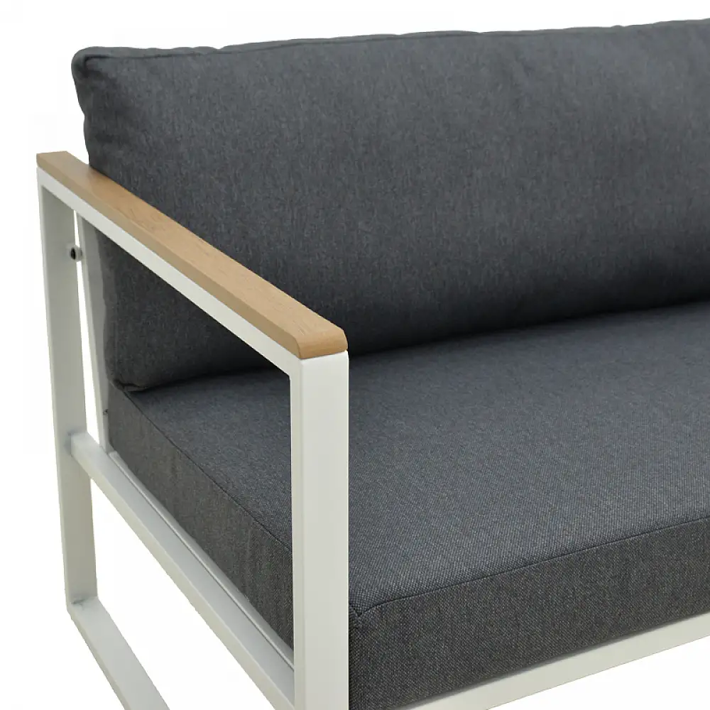 Καναπές διθέσιος Aurelio pakoworld μεταλλικός σε λευκή -μαξιλάρια σε ανθρακί απόχρωση 130x74x63εκ