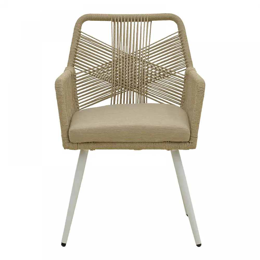 Πολυθρόνα Andros pakoworld αλουμίνιο σε λευκή- pe σχοινί σε φυσική απόχρωση 56x60x86εκ