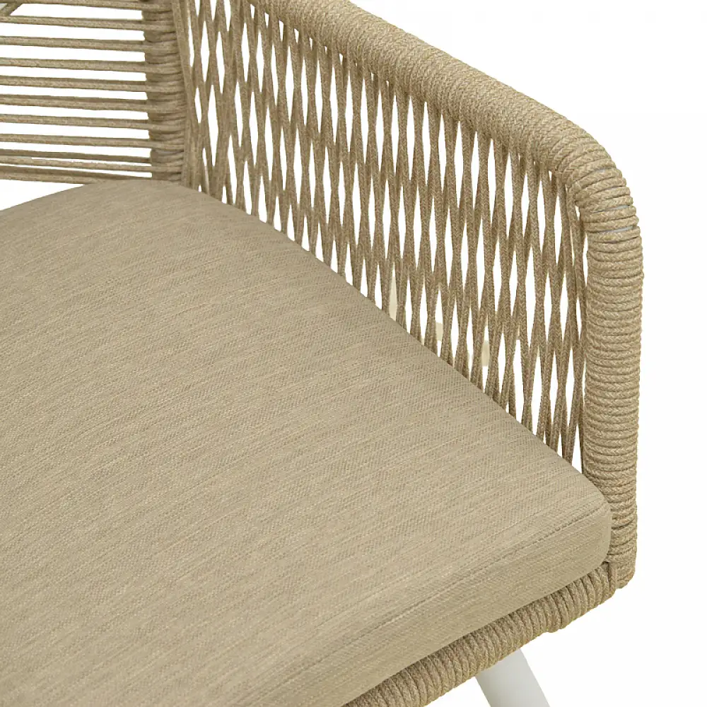 Πολυθρόνα Andros pakoworld αλουμίνιο σε λευκή- pe σχοινί σε φυσική απόχρωση 56x60x86εκ