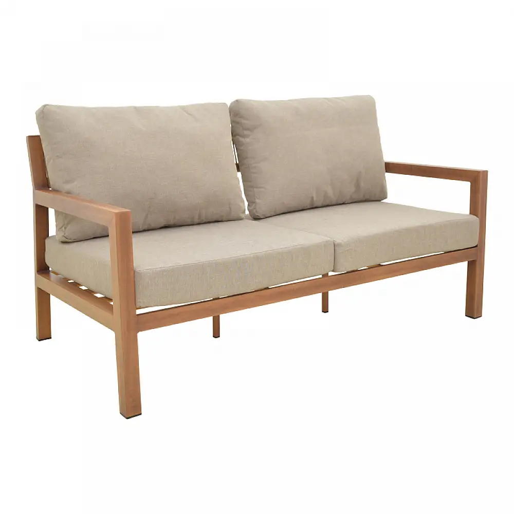 Σαλόνι κήπου Andasio pakoworld σετ 4τεμ αλουμίνιο κ σχοινί σε φυσική- μαξιλάρια σε γκρι απόχρωση