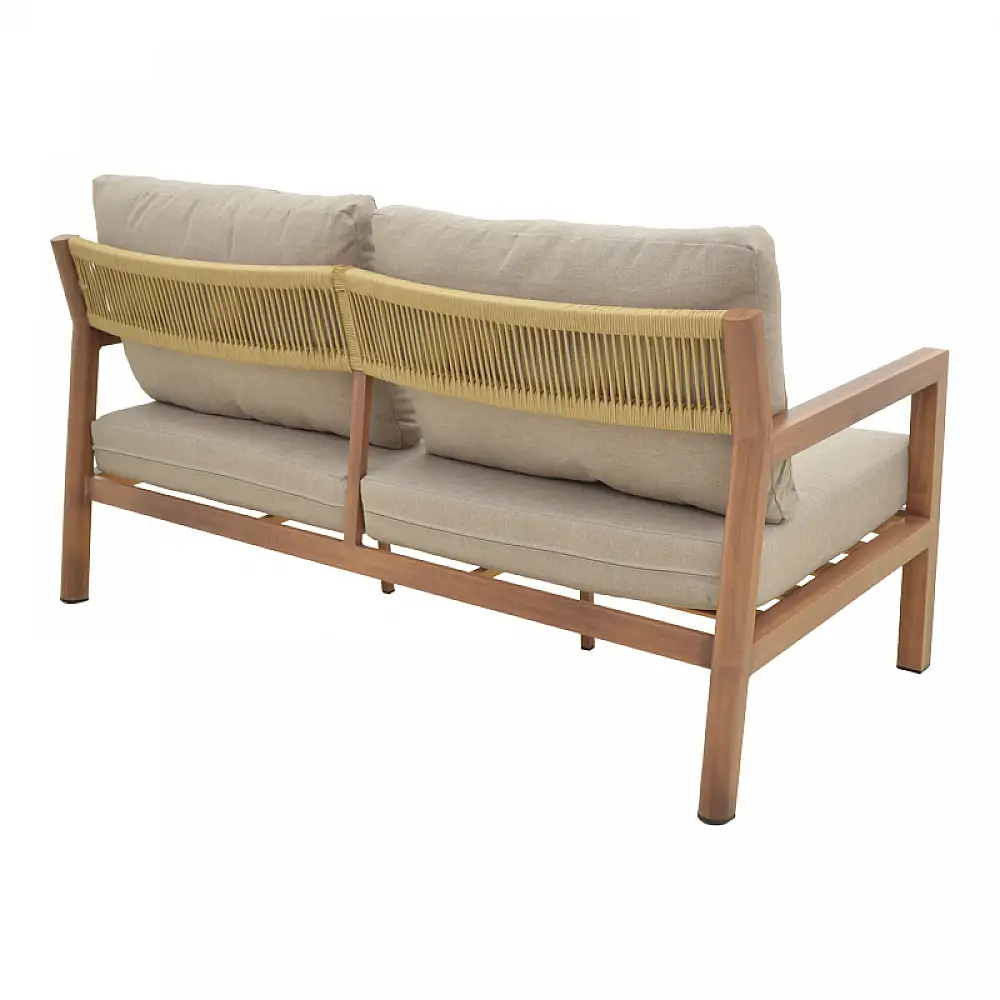 Σαλόνι κήπου Andasio pakoworld σετ 4τεμ αλουμίνιο κ σχοινί σε φυσική- μαξιλάρια σε γκρι απόχρωση