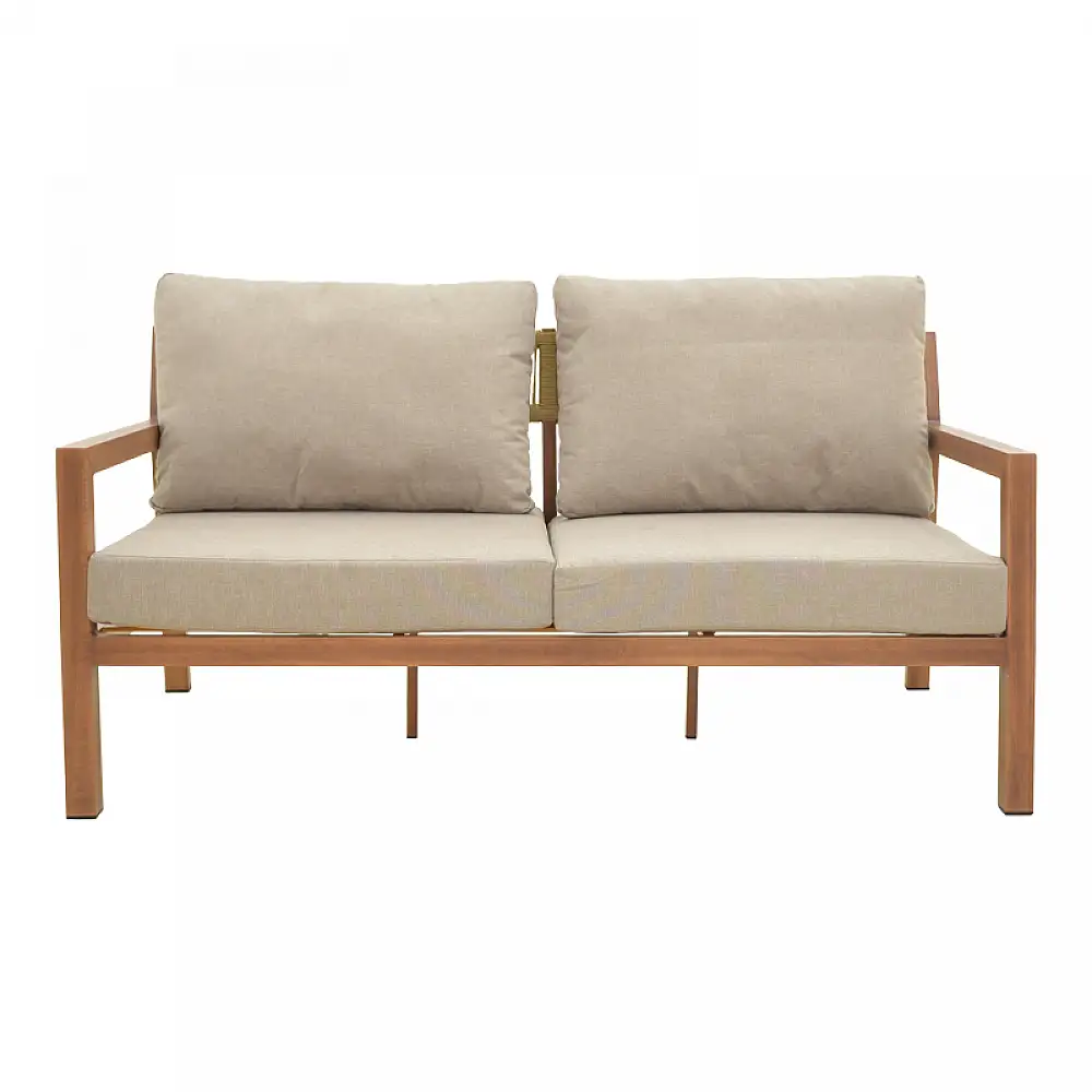 Σαλόνι κήπου Andasio pakoworld σετ 4τεμ αλουμίνιο κ σχοινί σε φυσική- μαξιλάρια σε γκρι απόχρωση