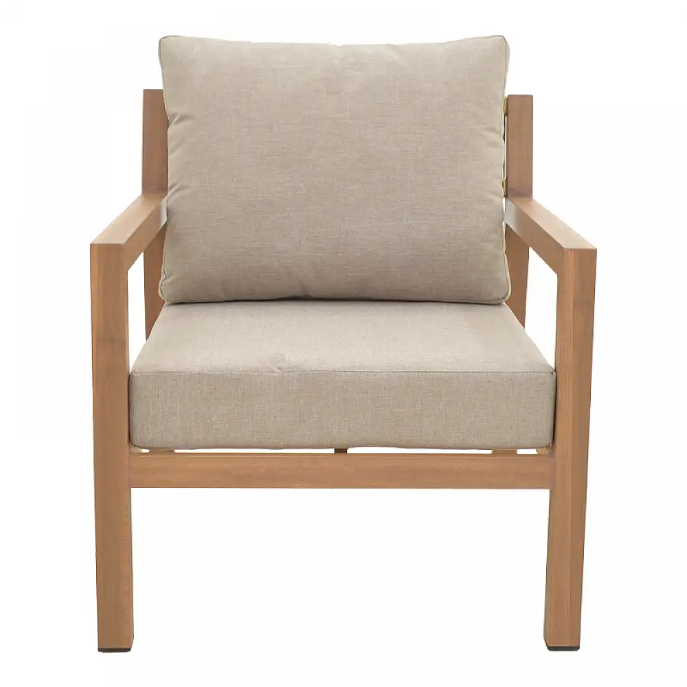 Σαλόνι κήπου Andasio pakoworld σετ 4τεμ αλουμίνιο κ σχοινί σε φυσική- μαξιλάρια σε γκρι απόχρωση