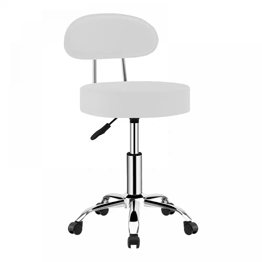 Σκαμπό γραφείου-εργασίας τροχήλατο με πλάτη Tebere pakoworld pu σε λευκή απόχρωση Φ35x66-80εκ