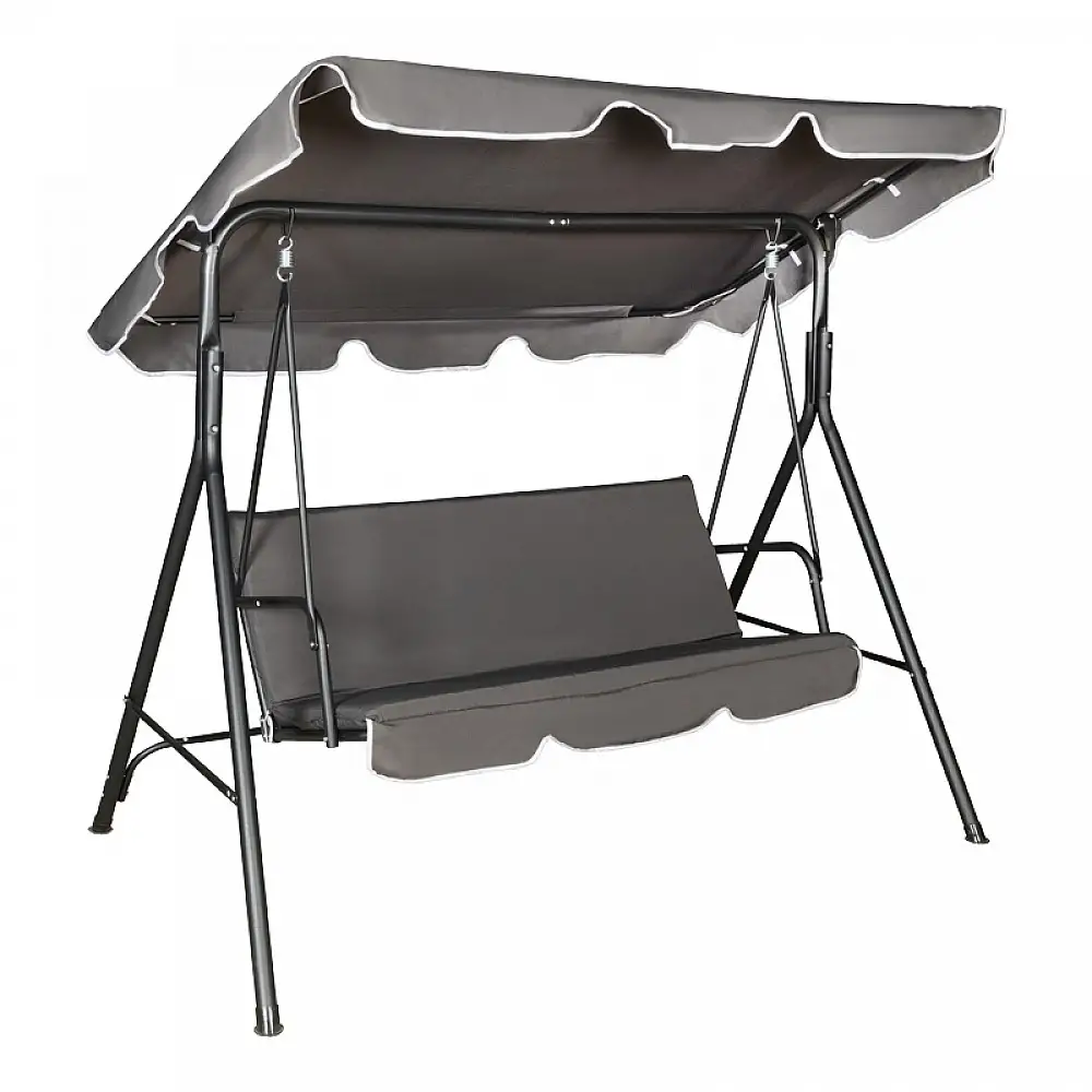 Κούνια κήπου Globo pakoworld μέταλλο μαύρο-ύφασμα σε ανθρακί απόχρωση 170x110x153εκ