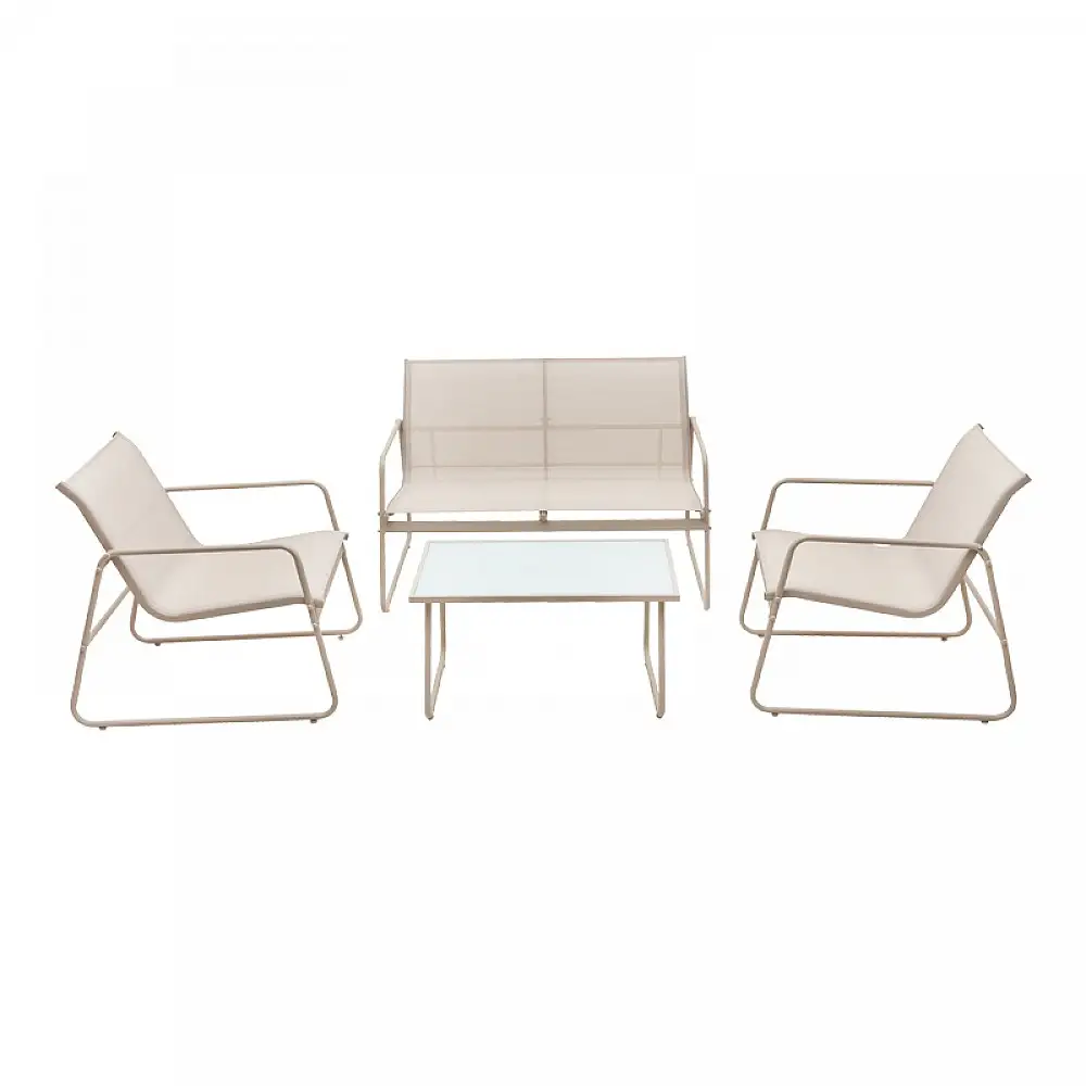 Σαλόνι εξωτερικού χώρου Veranda textilene-μέταλλο σε cappuccino απόχρωση