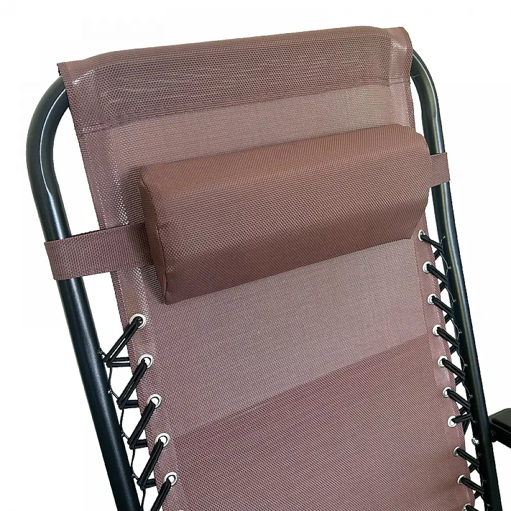 Πολυθρόνα relax πτυσσόμενη Mirka pakoworld textilene-μέταλλο σε καφέ-μαύρη απόχρωση 65x165x110εκ