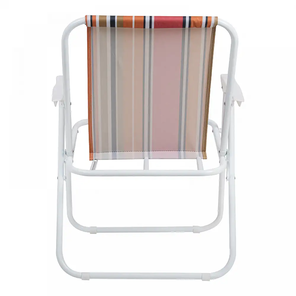 Καρεκλάκι παραλίας-camping Jette pakoworld ροζ ριγέ-λευκό μέταλλο 53x56x73εκ