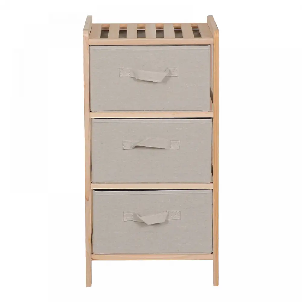 Συρταριέρα Wolen pakoworld ξύλο ελάτου-ύφασμα σε φυσική-μπεζ απόχρωση 34.5x36.5x67εκ