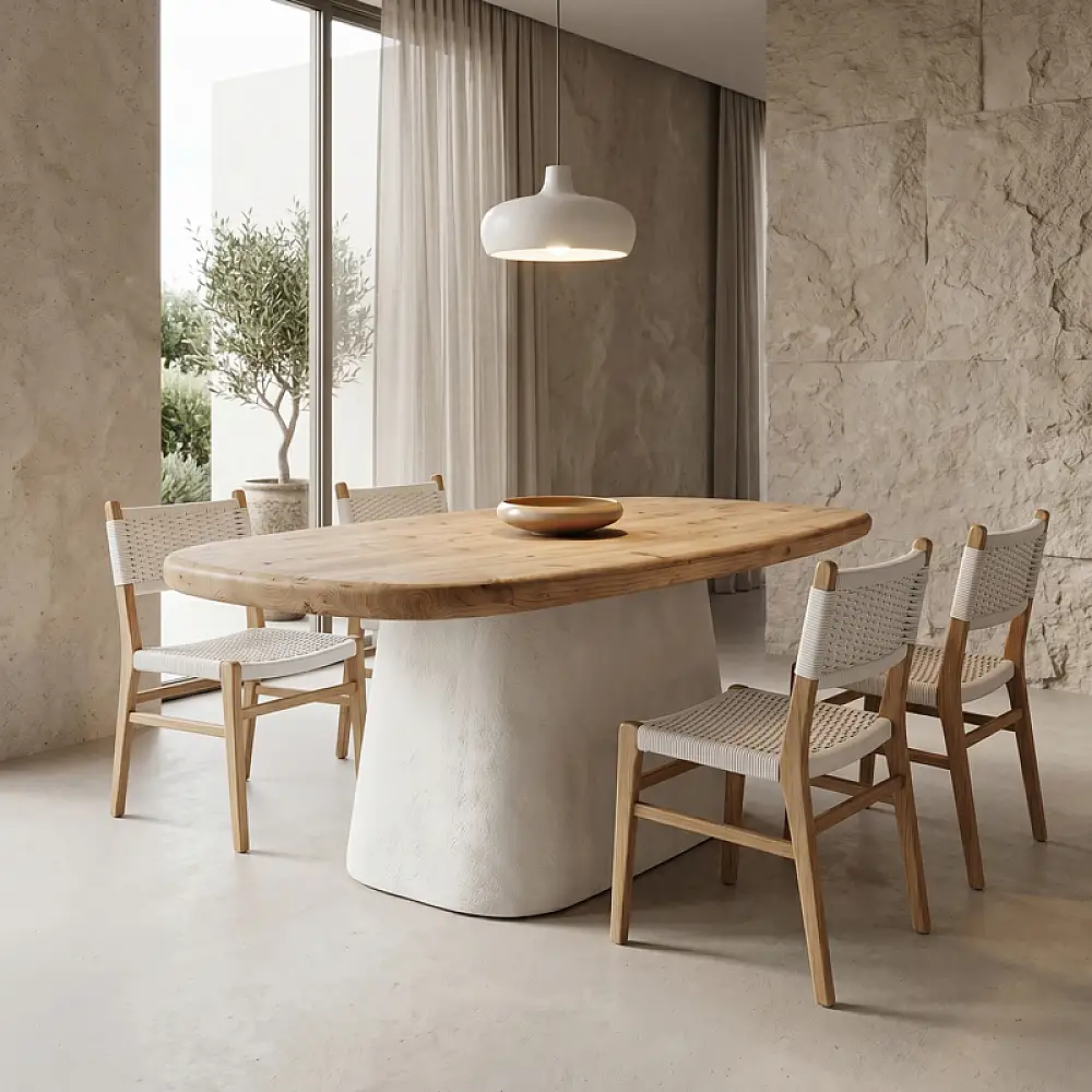Τραπέζι Fessen pakoworld ξύλο ελάτου-mdf oak-λευκό 180x90x78εκ