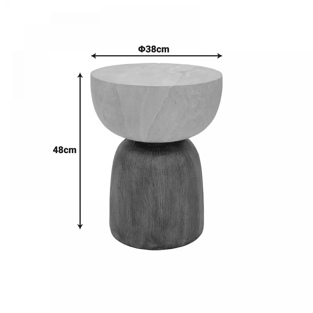Βοηθητικό τραπέζι Isaka pakoworld MGO κρέμ-όψη ξύλου Φ38x48εκ