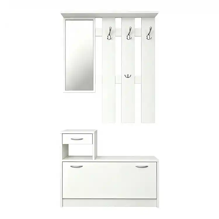 Έπιπλο εισόδου Jentia pakoworld με καθρέπτη λευκό MDF 100x24x186εκ