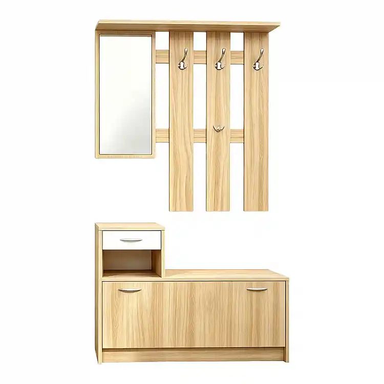 Έπιπλο εισόδου Jentia pakoworld  με καθρέπτη sonoma με λευκό MDF 100x24x186εκ