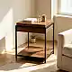Βοηθητικό τραπέζι Odar pakoworld με αποθηκευτικό χώρο καρυδί MDF με μαύρο μέταλλο 51x51x60εκ