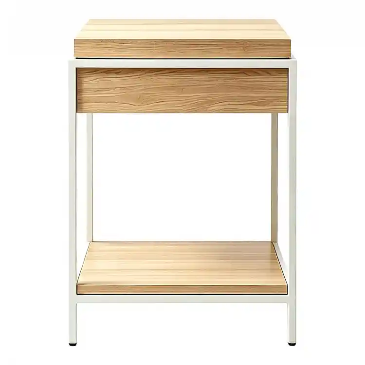 Κονσόλα Odar pakoworld με αποθηκευτικό χώρο sonoma MDF με λευκό μέταλλο 63x63x80εκ