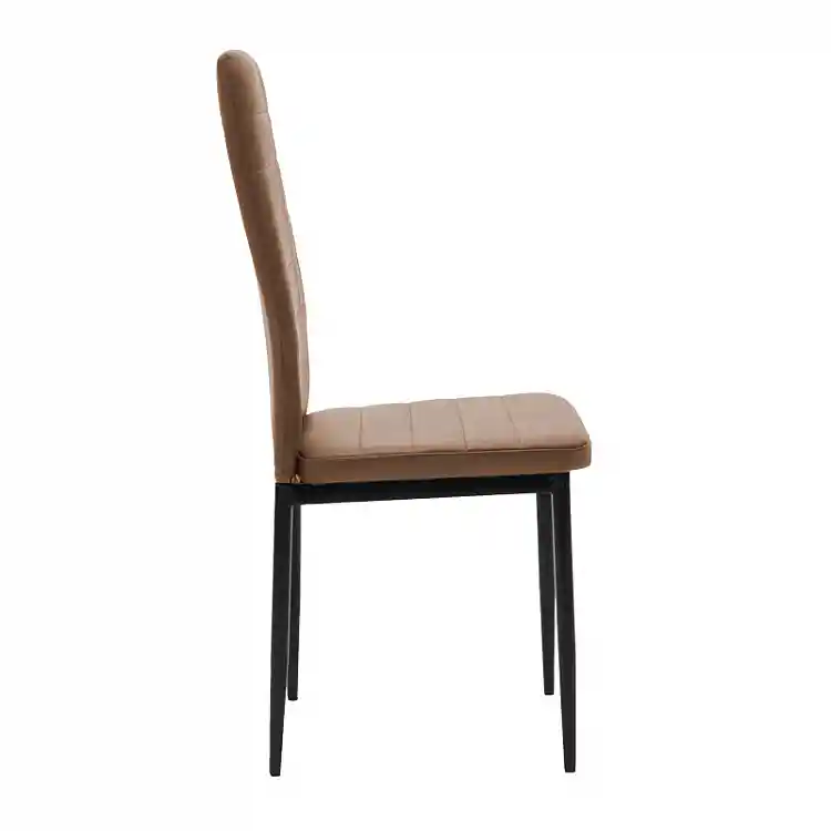 Καρέκλα Parker pakoworld cappuccino PU με μεταλλικό μαύρο πόδι 41x48x96εκ | 4 τμχ