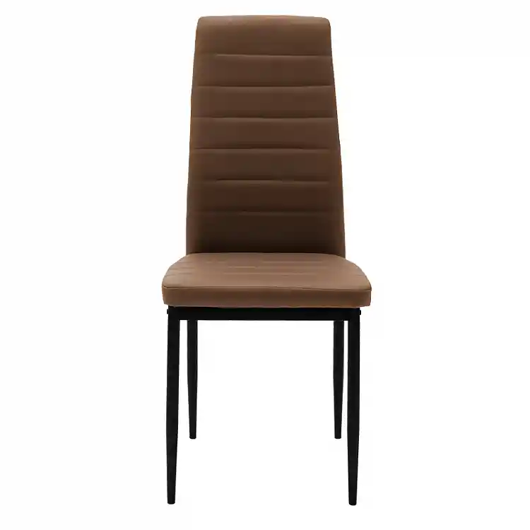 Καρέκλα Parker pakoworld cappuccino PU με μεταλλικό μαύρο πόδι 41x48x96εκ | 4 τμχ