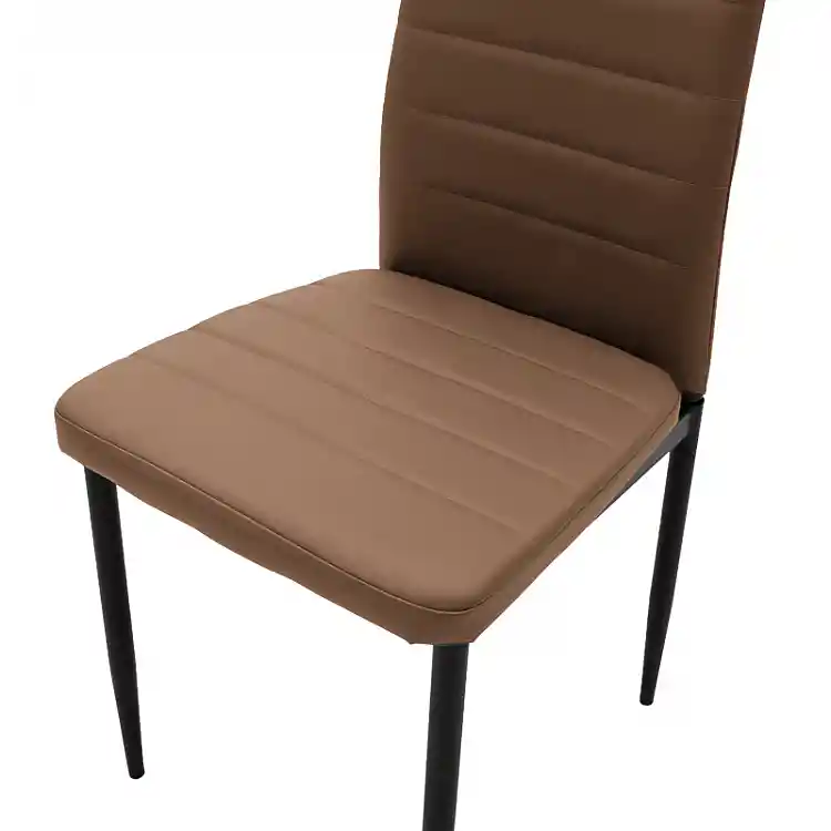 Καρέκλα Parker pakoworld cappuccino PU με μεταλλικό μαύρο πόδι 41x48x96εκ | 4 τμχ