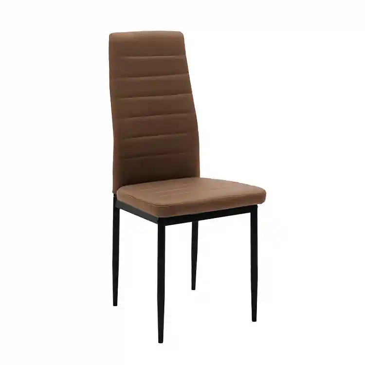Καρέκλα Parker pakoworld cappuccino PU με μεταλλικό μαύρο πόδι 41x48x96εκ | 4 τμχ
