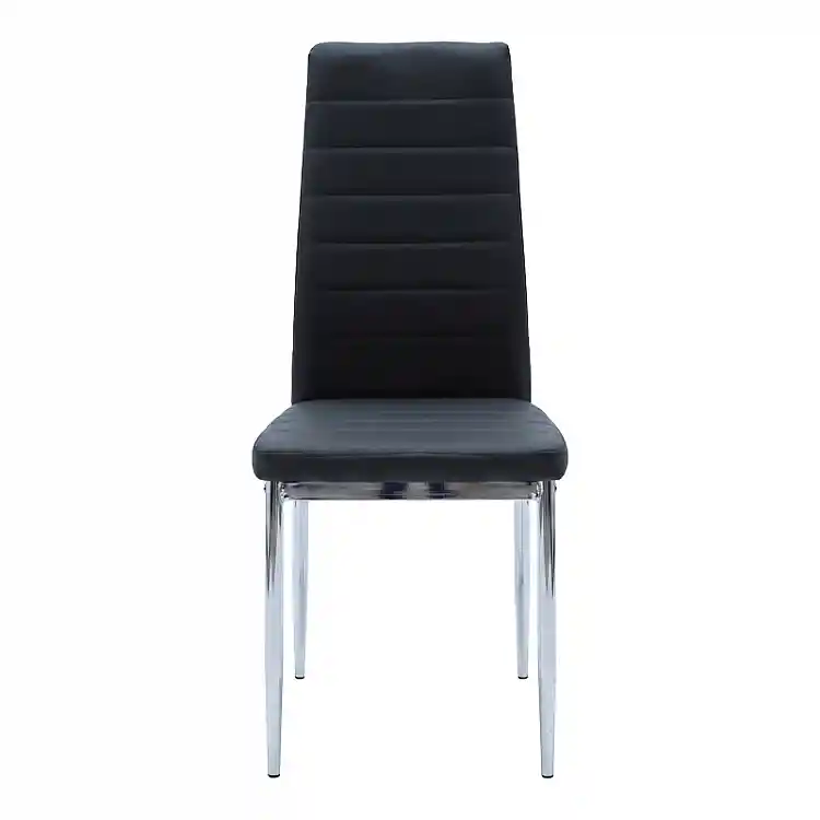 Καρέκλα Parker pakoworld μαύρο PU με πόδι χρωμίου 41x48x96εκ | 4 τμχ