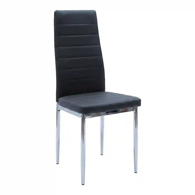 Καρέκλα Parker pakoworld μαύρο PU με πόδι χρωμίου 41x48x96εκ | 4 τμχ