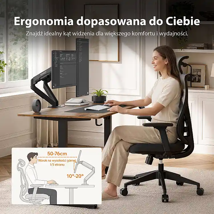 SENSE7 Uchwyt biurkowy na 2 monitory 17''-32'' HANG DOUBLE Light
