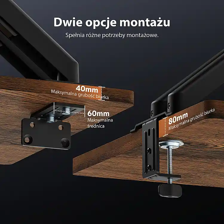 SENSE7 Uchwyt biurkowy na 2 monitory 17''-32'' HANG DOUBLE Light