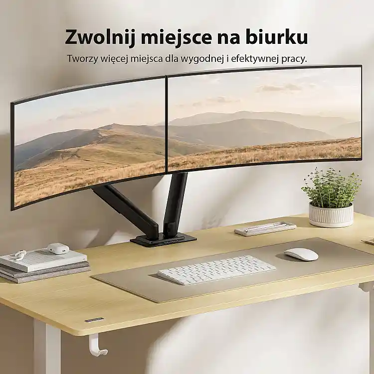 SENSE7 Uchwyt biurkowy na 2 monitory 17''-32'' HANG DOUBLE Light