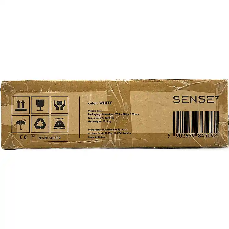 SENSE7 Κινητό Γραφείο 70x52 cm, Λευκό με Μαύρες Λεπτομέρειες