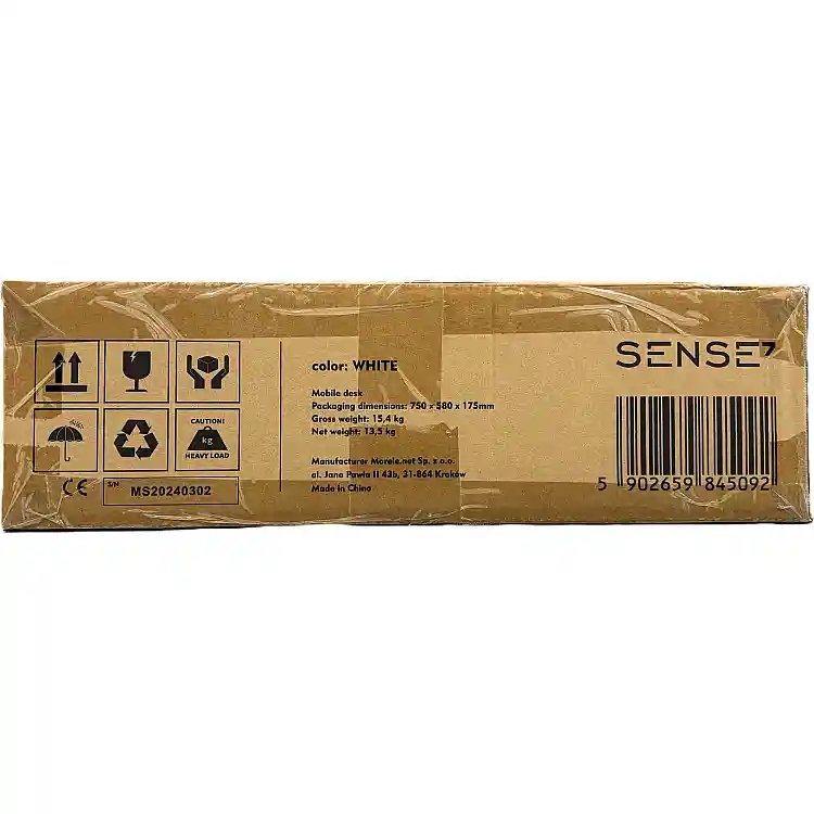 SENSE7 Κινητό Γραφείο 70x52 cm, Λευκό με Μαύρες Λεπτομέρειες
