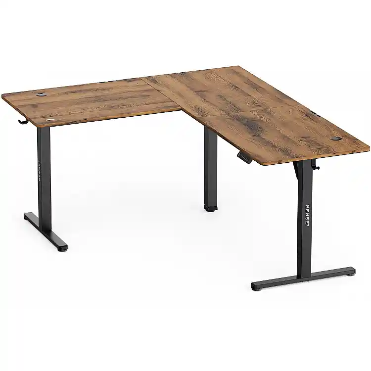 Biurko SENSE7 Nojo Light Corner Ciemnobrązowe 160 cm x 140 cm Dark Brown