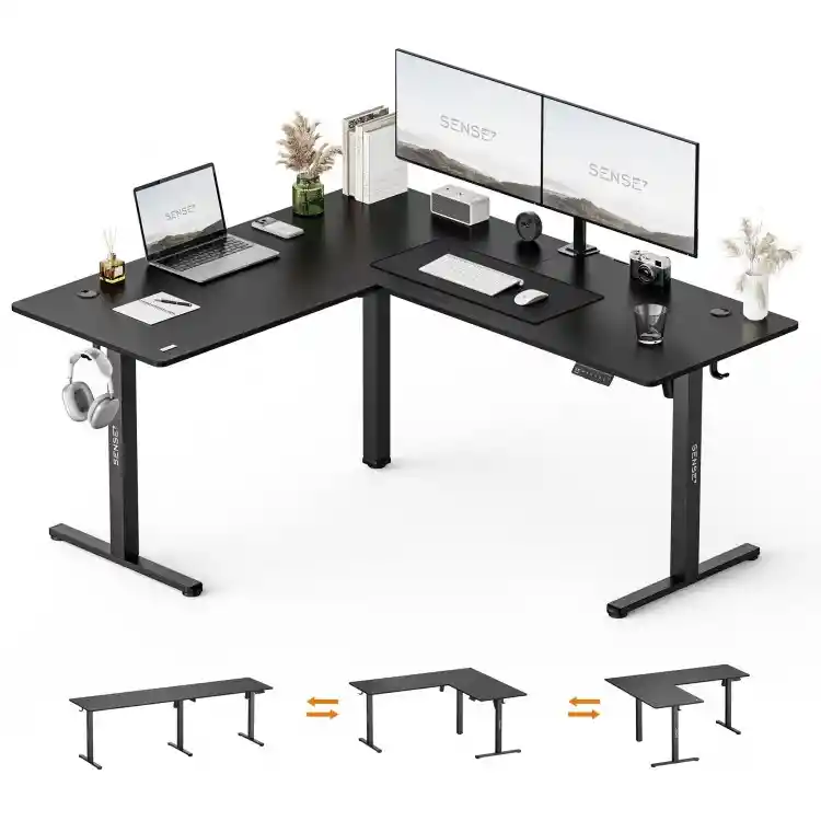 Biurko SENSE7 Nojo Light Corner Czarne 160 cm x 140 cm Black