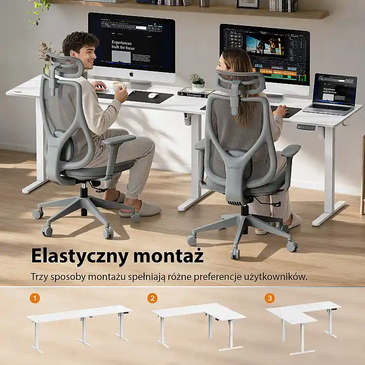 Biurko SENSE7 Nojo Light Corner Białe 160 cm x 140 cm White