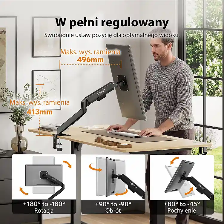 SENSE7 Uchwyt biurkowy na monitor 17''-32'' HANG Light