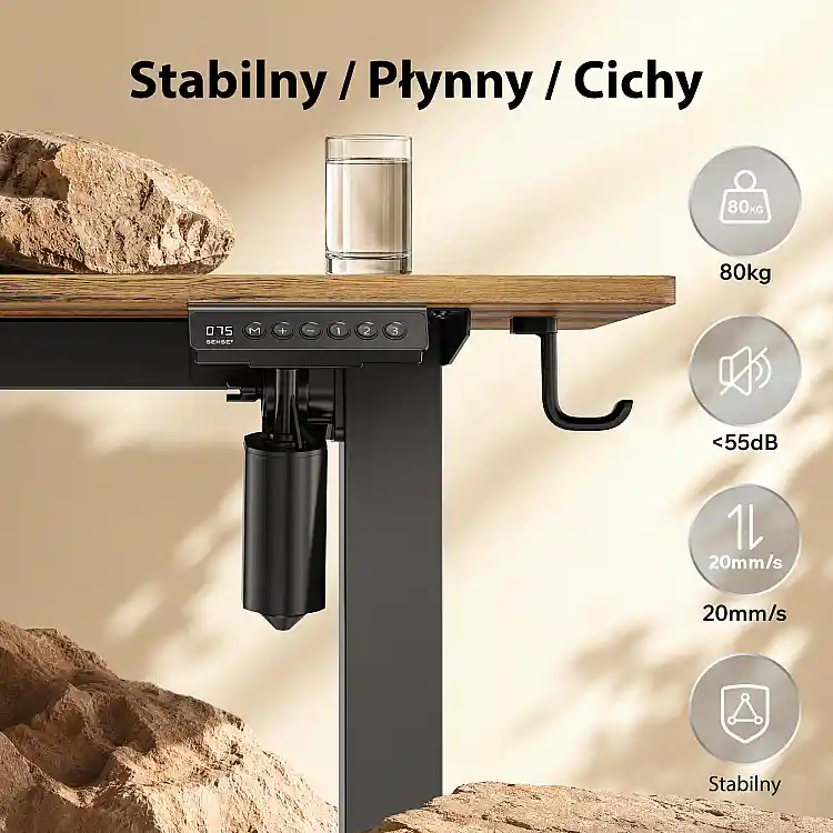 Biurko SENSE7 Nojo Light Corner Ciemnobrązowe 160 cm x 140 cm Dark Brown