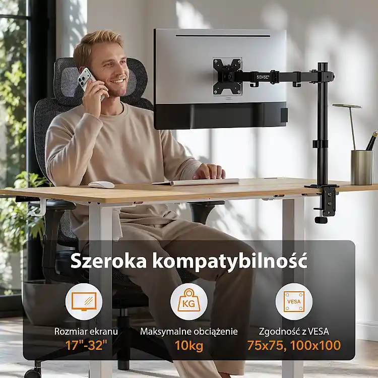 SENSE7 Uchwyt biurkowy na monitor 17''-32'' FLOAT Light ARM