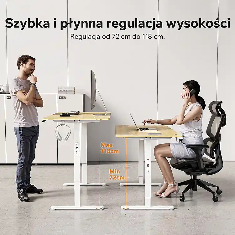 SENSE7 NOJO Light Ηλεκτρικό Γραφείο με Ρύθμιση Ύψους, 140x70 εκ., Πεύκο - Λευκό