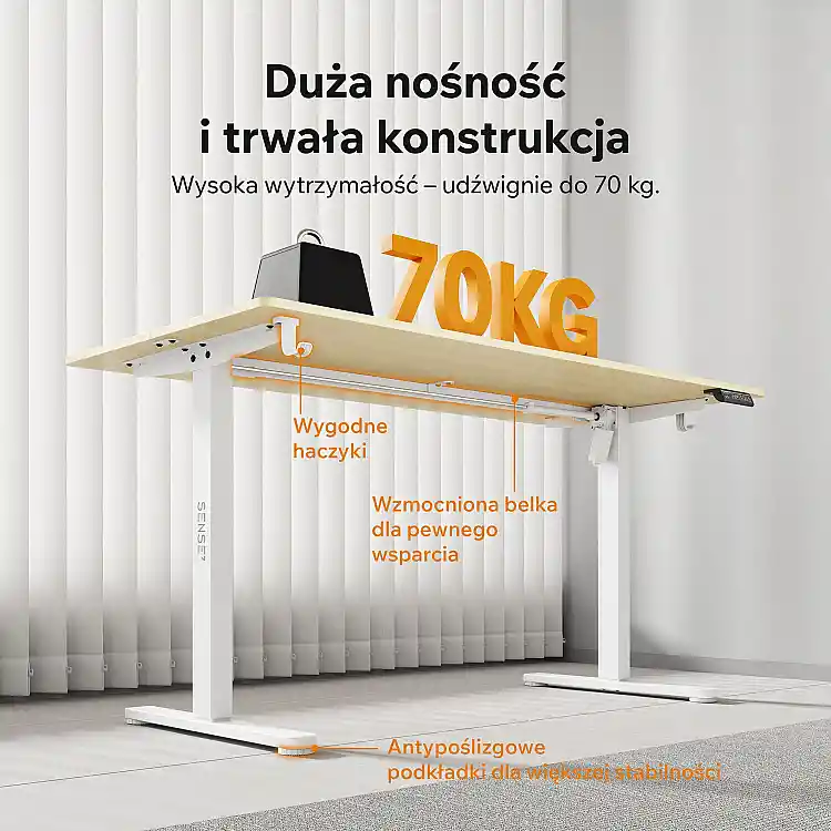 SENSE7 NOJO Light Ηλεκτρικό Γραφείο με Ρύθμιση Ύψους, 140x70 εκ., Πεύκο - Λευκό