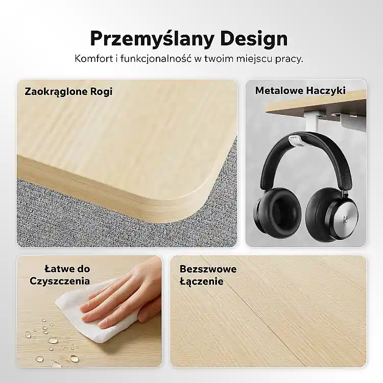 SENSE7 NOJO Light Ηλεκτρικό Γραφείο με Ρύθμιση Ύψους, 140x70 εκ., Πεύκο - Λευκό
